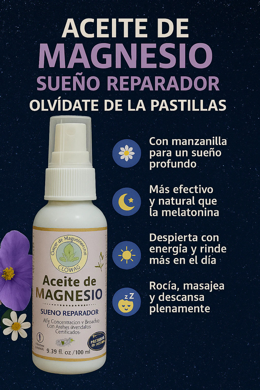 Aceite de magnesio Spray sueño reparador